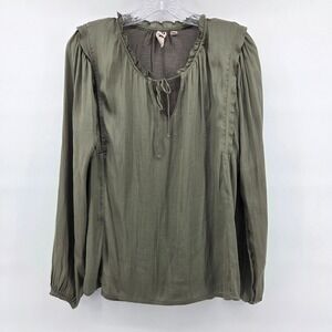 Anthropologie Dolan Left Coast Blouse Small Olive Green Mixed Media Boho Chic